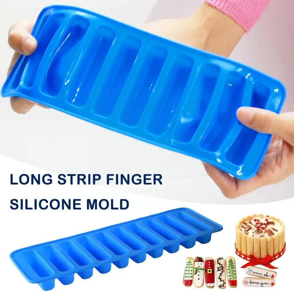 

10 Long Strip Modeling Silicone Cake Chocolate Mold Tray Cup Ice Muffin Mold Cup Summer Lattice Baking Cake Cookies Durable C8y9