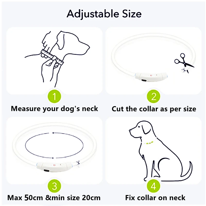 Led Light Dog Collar Detachable Glowing USB Charging Luminous Leash for Big Cat Collar Small Bright Labrador  Pets Dogs Products images - 6