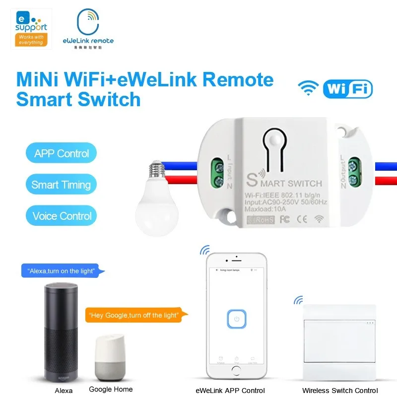 Мини-пульт дистанционного управления Aubess EWeLink Wi-Fi + Bluetooth 2 4 ГГц умный модуль