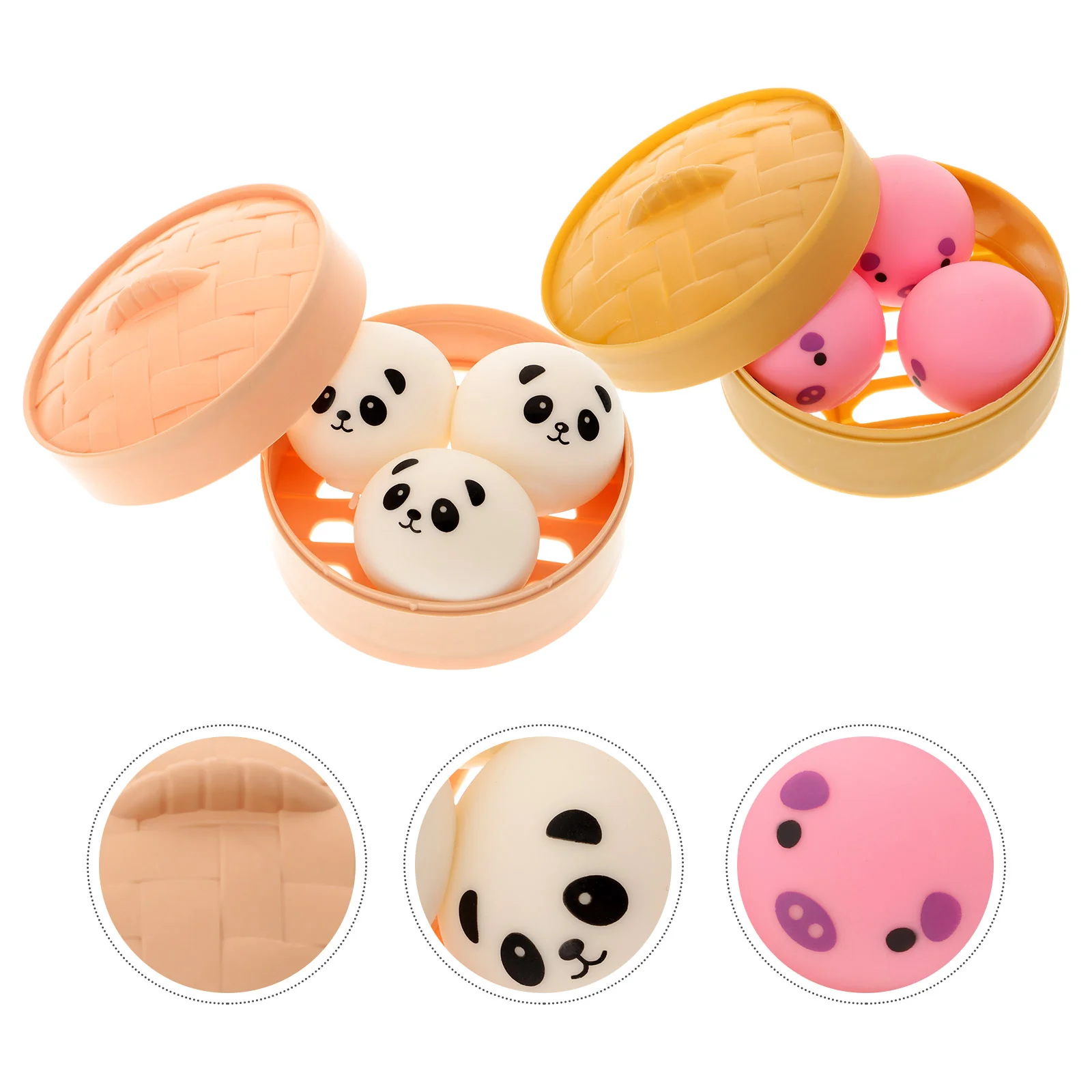 

2 Sets Pinch Music Toys Steamed Bun Squeeze Stretchy Stuffed Tricky Simulation Shape Plastic Child
