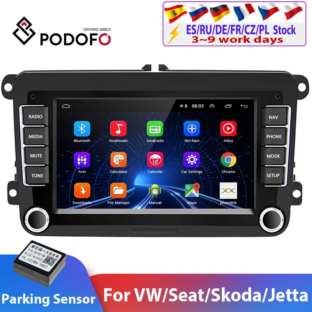 $88.37 Podofo 2 Din Android 10 Radio Car Multimedia Player Carplay For VW/Volkswagen/Golf/Polo/Tiguan/Passat/b6/SEAT/leon/Skoda/Octavia
