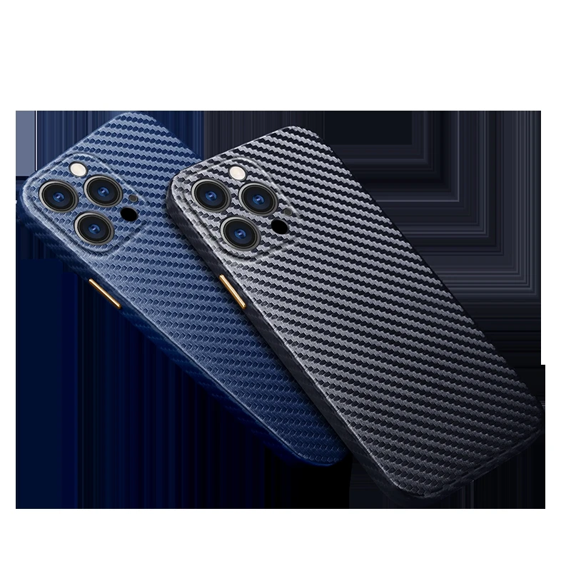 R-just Half-wrapped Carbon Fiber Phone Case For Iphone 13 12 11 Pro Max Ultra-thin Pure Cover For Iphone 13 12 Mini Case