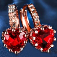 milan girl simple heart shaped earrings women new korean fashion style niche love high end copper inlaid zircon earrings