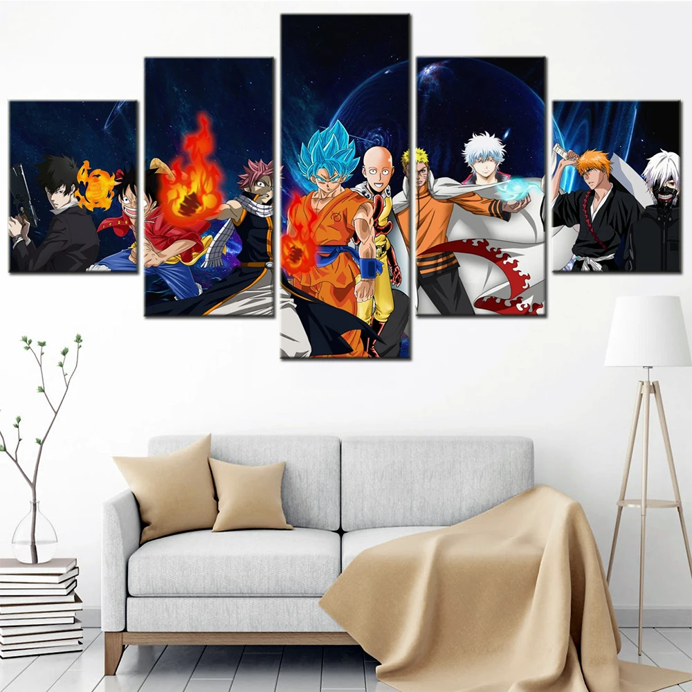 Художественные картины HD печатная холст стена 5 шт. японское аниме кроссоверная