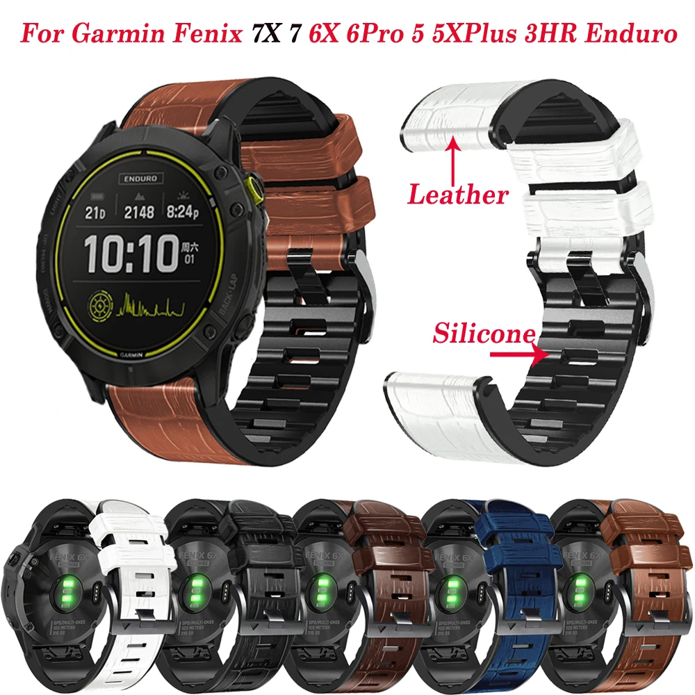 

Ремешок Quickfit для смарт-часов Garmin Fenix 7 7X 6 6X Pro 5 5XPlus 3HR 935 945, кожаный силиконовый браслет для часов Enduro, 22 26 мм