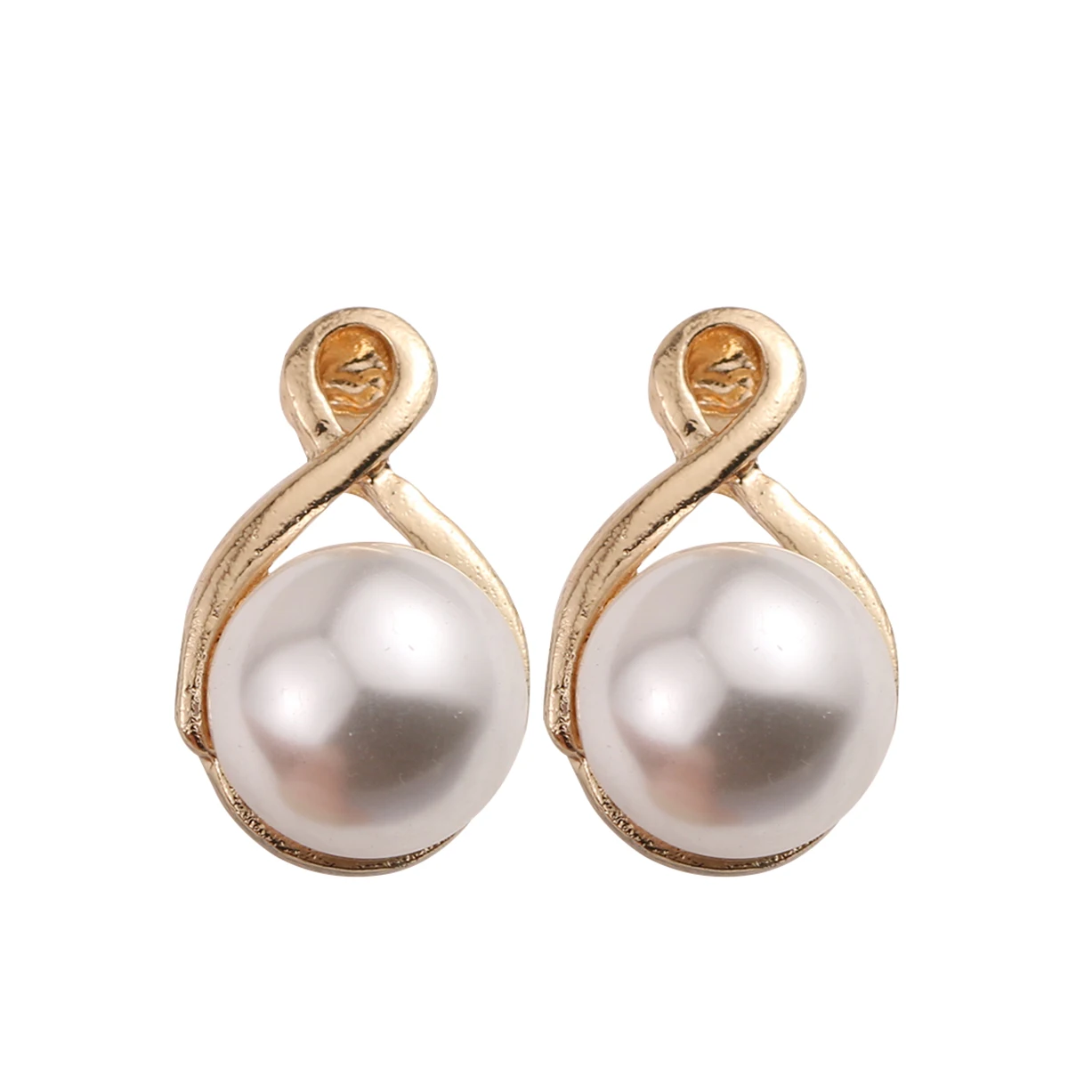 

CARTER LISA Gold Plated Earing 8mm Pearl Stud Earrings For Women Charms Ear Jewelry WF202245
