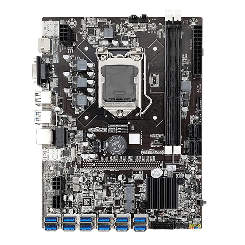 

Материнская плата B75 для майнинга, 12 USB3.0 до PCIE1X, слот для графической карты LGA 1155 CPU 2XDDR3 8G (16G), DIMM RAM SATA3.0 для B250