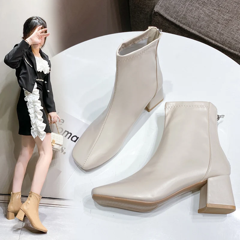 

Женские сапоги до середины икры с круглым носком-Женские Роскошные Дизайнерские Сапоги на резиновой подошве на высоком каблуке для осени ...