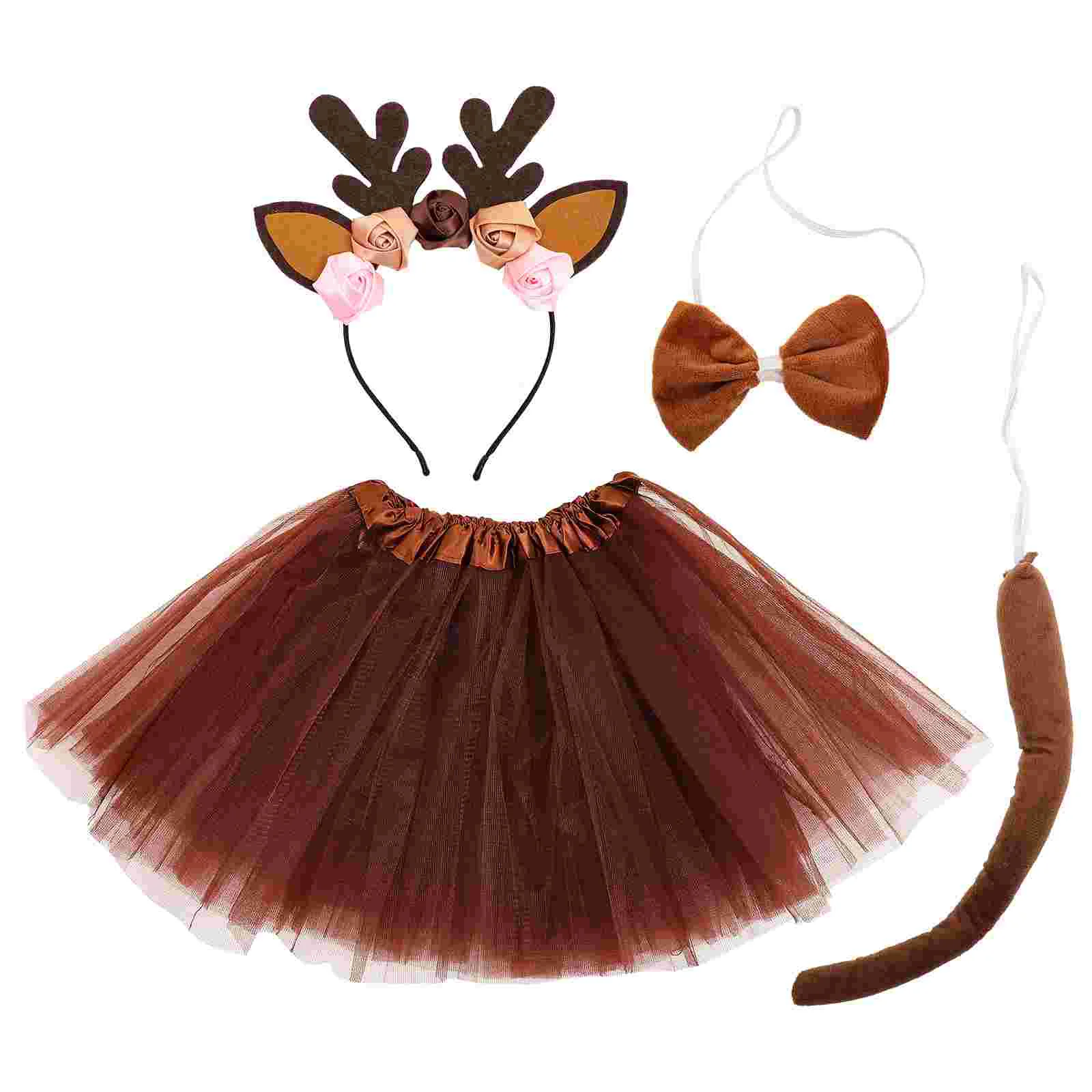 

Felt Child Girls Halloween Costumes Animal Ears Hair Band Mesh Cloth Headband Tutu Skirt