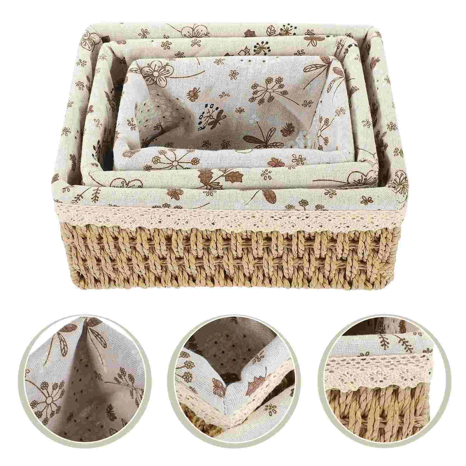 

Decorative Basket Sundries Holder Organizer Sundry Container Woven Paper Rope Iron