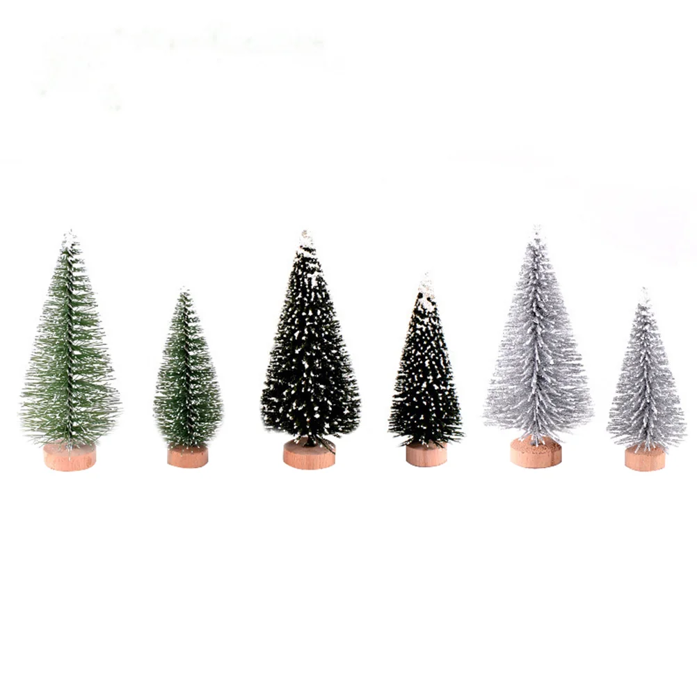 

Christmas Tree Mini Trees Desktop Wooden Landscape Scenery Micro Ornaments Table Canadian Model Pine Frost Snow Sisal Artificial