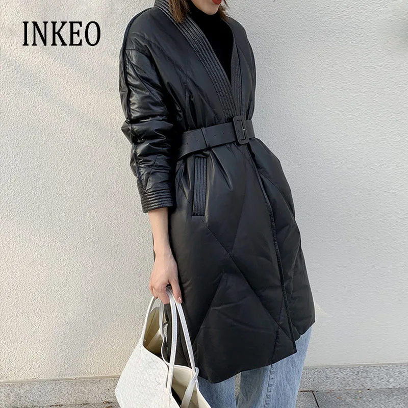 Роскошный женский пуховик из овечьей кожи зимнее плотное теплое модное длинное