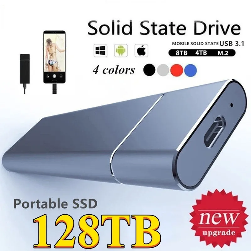 2023 New High Speed 16TB/32TB/64TB/128TB USB 3.1 Portable External Solid State Drive External Hard Disk SSD TYPE-C Mobile SSD
