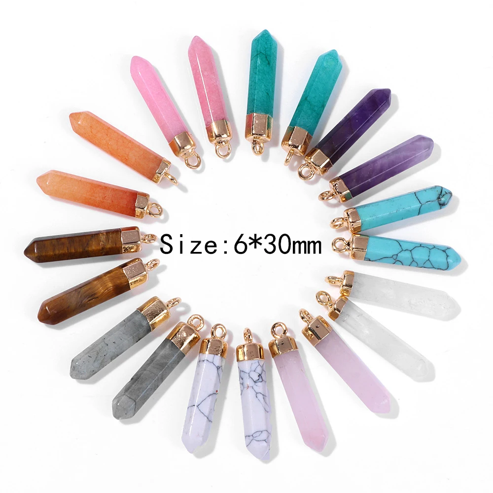 Подвески из натурального халцедона шестигранная цилиндрическая стандартная