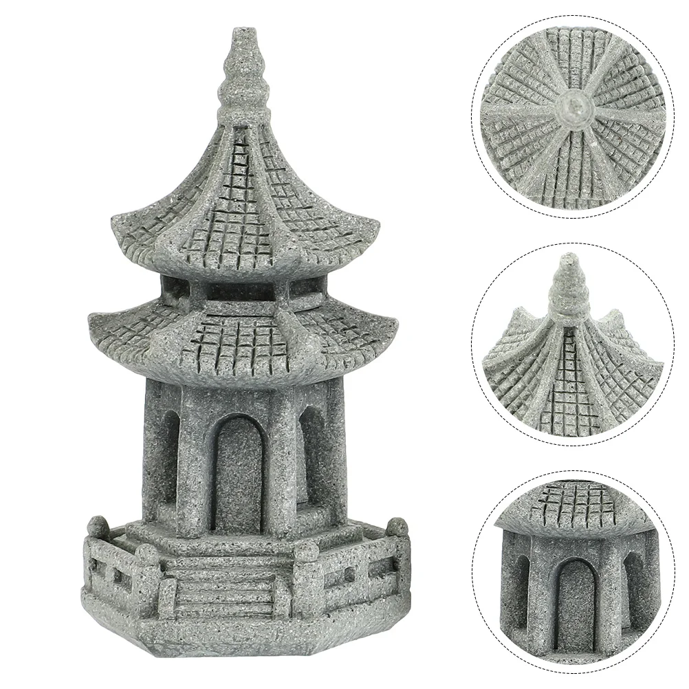 

Miniture Decoration Large Hexagonal Tower Pagoda Model Flowers Sand Table Accessory Zen Adornment Sandstone Mini Statue Decor
