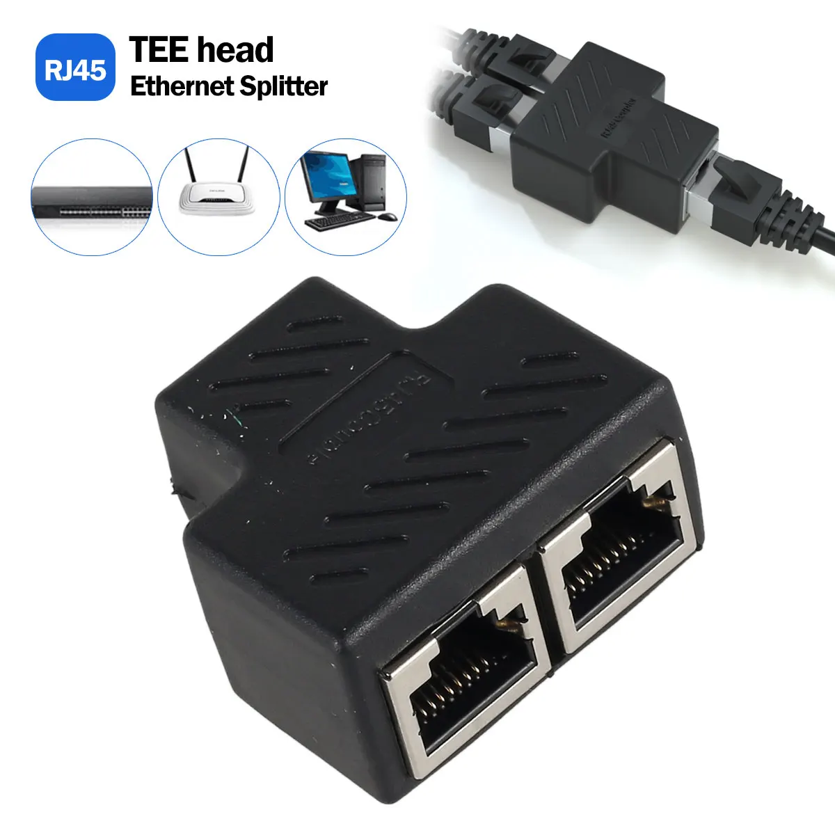 Разветвитель Ethernet с 1 на 2 порта сетевой адаптер соединитель RJ45 переходник