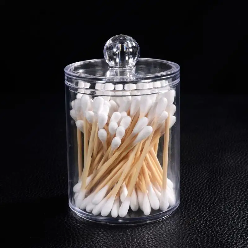 Акриловый контейнер для хранения косметики ватных тампонов круглый пластиковый