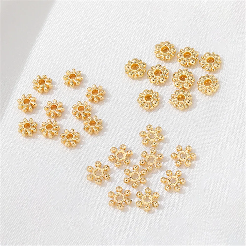 

14K Gold Wrapped Snowflake Piece Plum Blossom Spacer Beads Scattered Beads Handmade DIY Making Chain Jewelry Materials Accessori