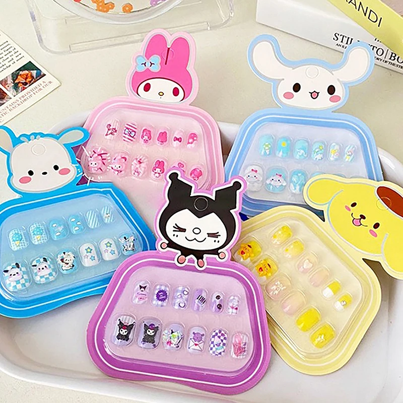 Sanrio Hello Kitty детские наклейки для ногтей милые самоклеящиеся нашивки Kuromi Cinnamoroll