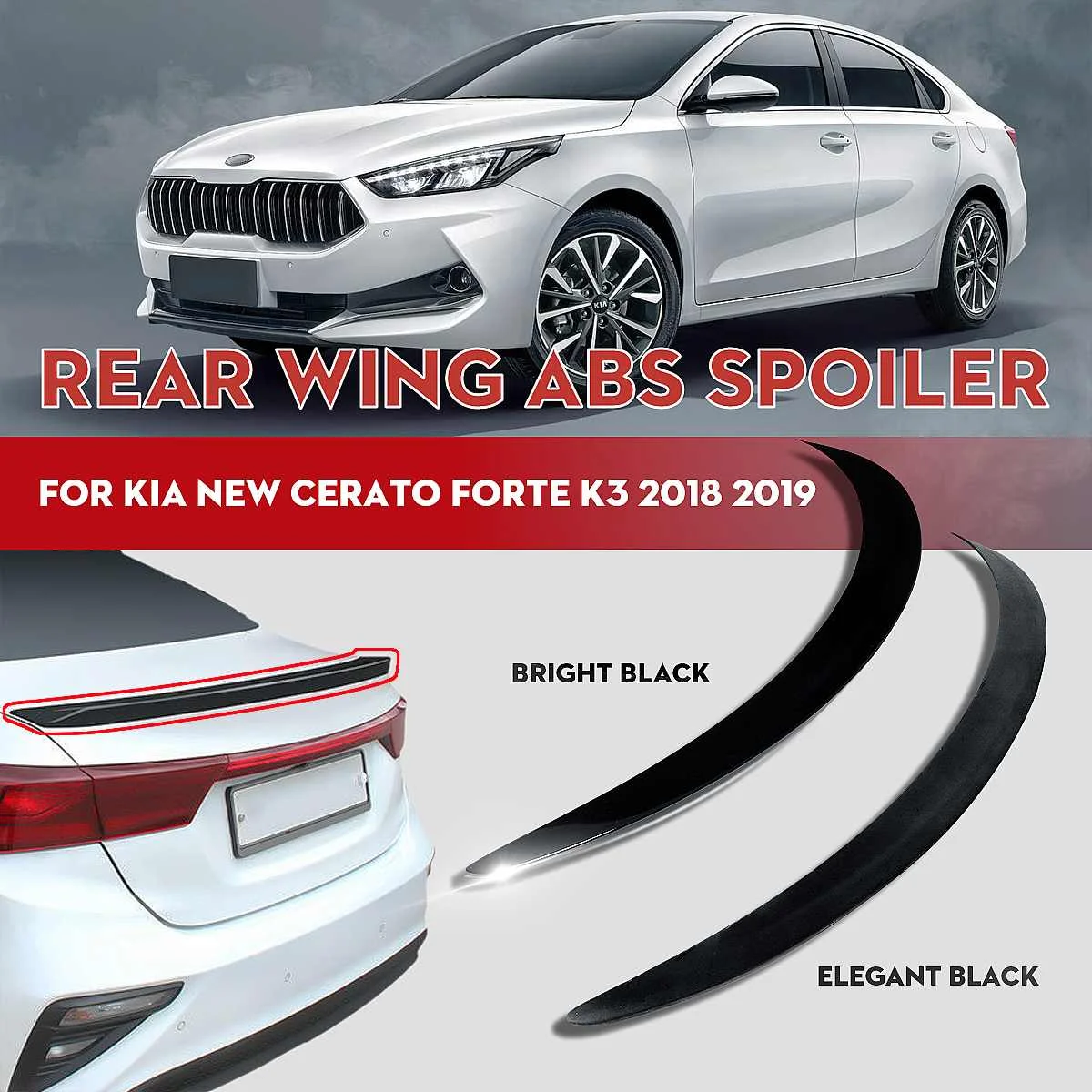 

RMAUTO глянцевый черный Автомобильный задний спойлер для багажника комплект для кузова для Kia Cerato Forte K3 2019-2021 задний спойлер крыло автомобильные аксессуары