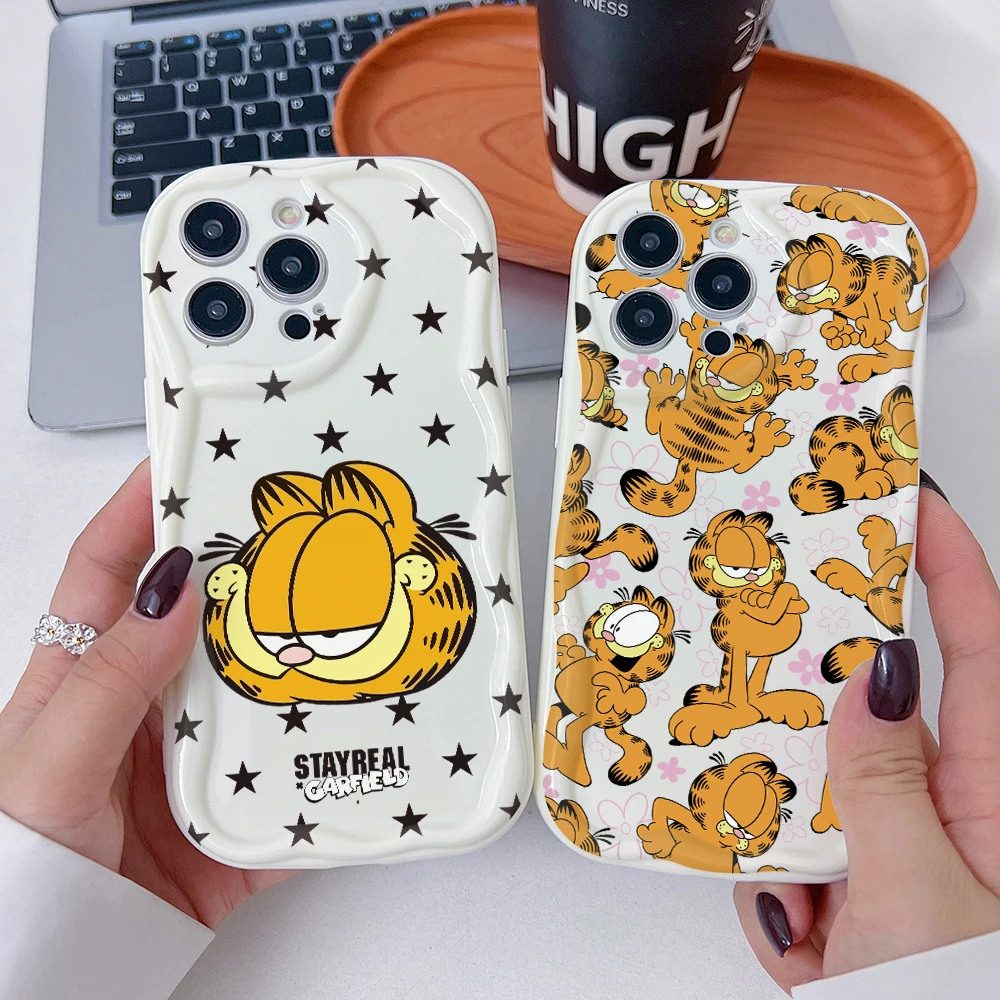 Чехол для телефона Cartoon Cat G-Garfields Samsung Galaxy S25 S24 S23 S22 S21 Ultra Plus 5G S20 FE 3D Creamy Wave Soft Cover Funda