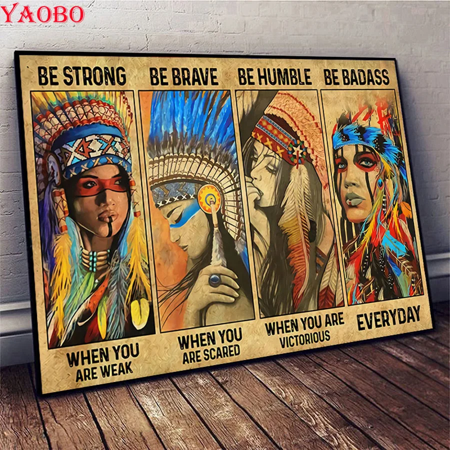 5D алмазная живопись родная Америка Индия искусственная квадратная Алмазная