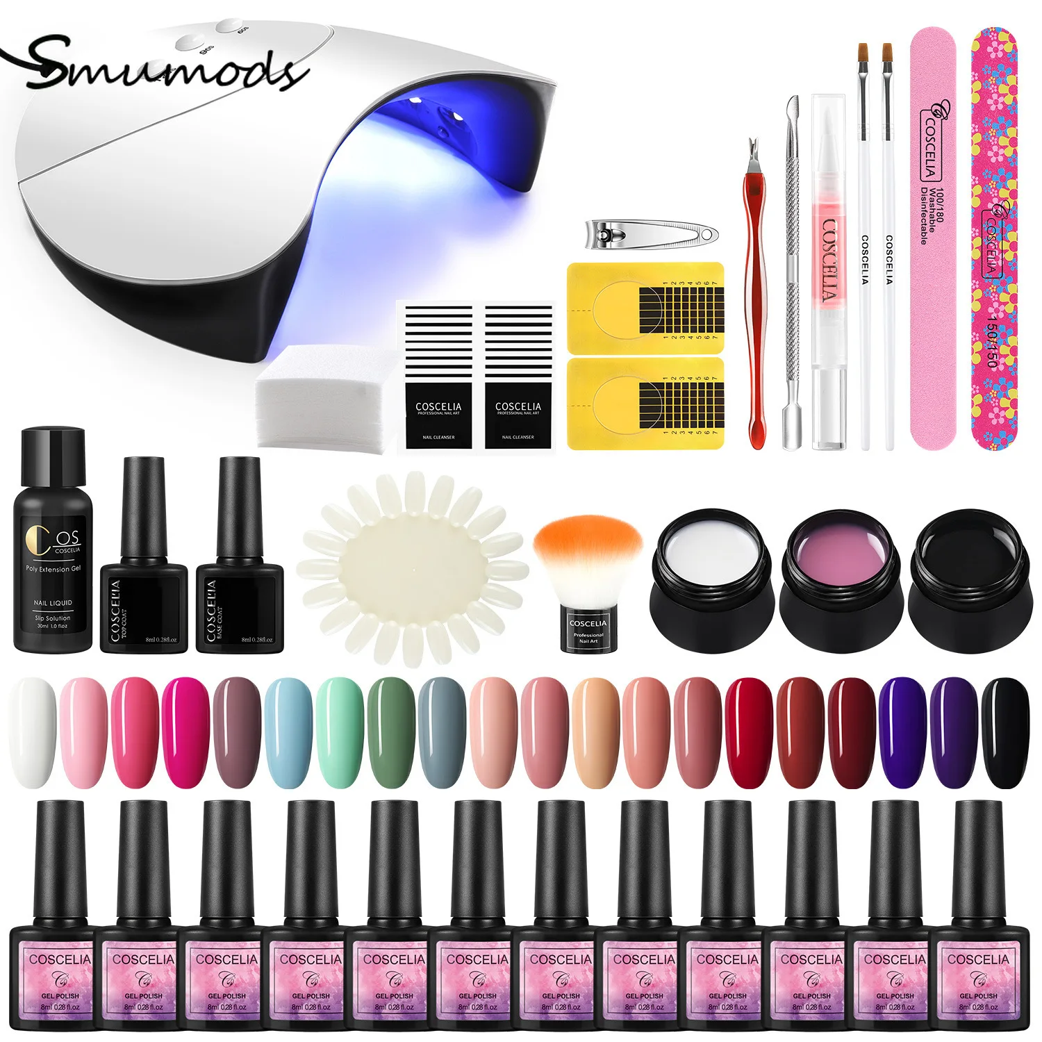 

Smumods 20 Colors Nail Polish Set 36W Nail Lamp Nail Art Tools Nail Decoration Set Optional Colors poly gel nail kit gel foil