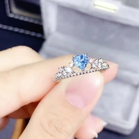 meibapj blue topaz simple heart ring for women real 925 sterling silver fine party jewelry