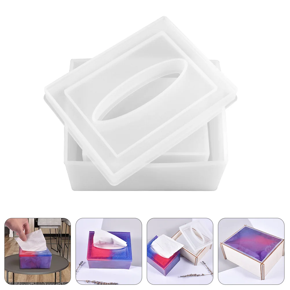 

Tissue Box Mold Resin Mould Casting Holder Napkin Epoxy Jewelry Storage Container Molds Case Trinket Organizer Making Silicon