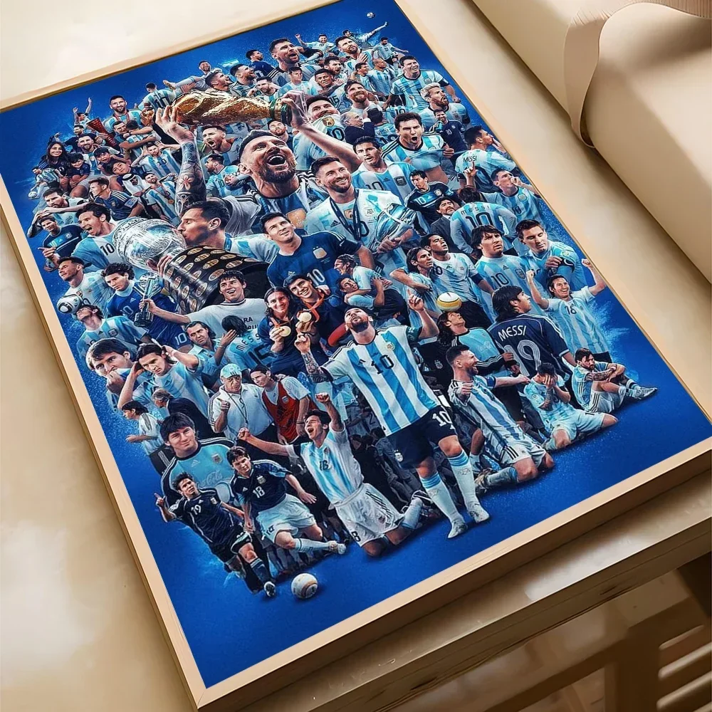 Леонель Месси постер футболиста в стиле ретро для дома кофейни гостиной спальни