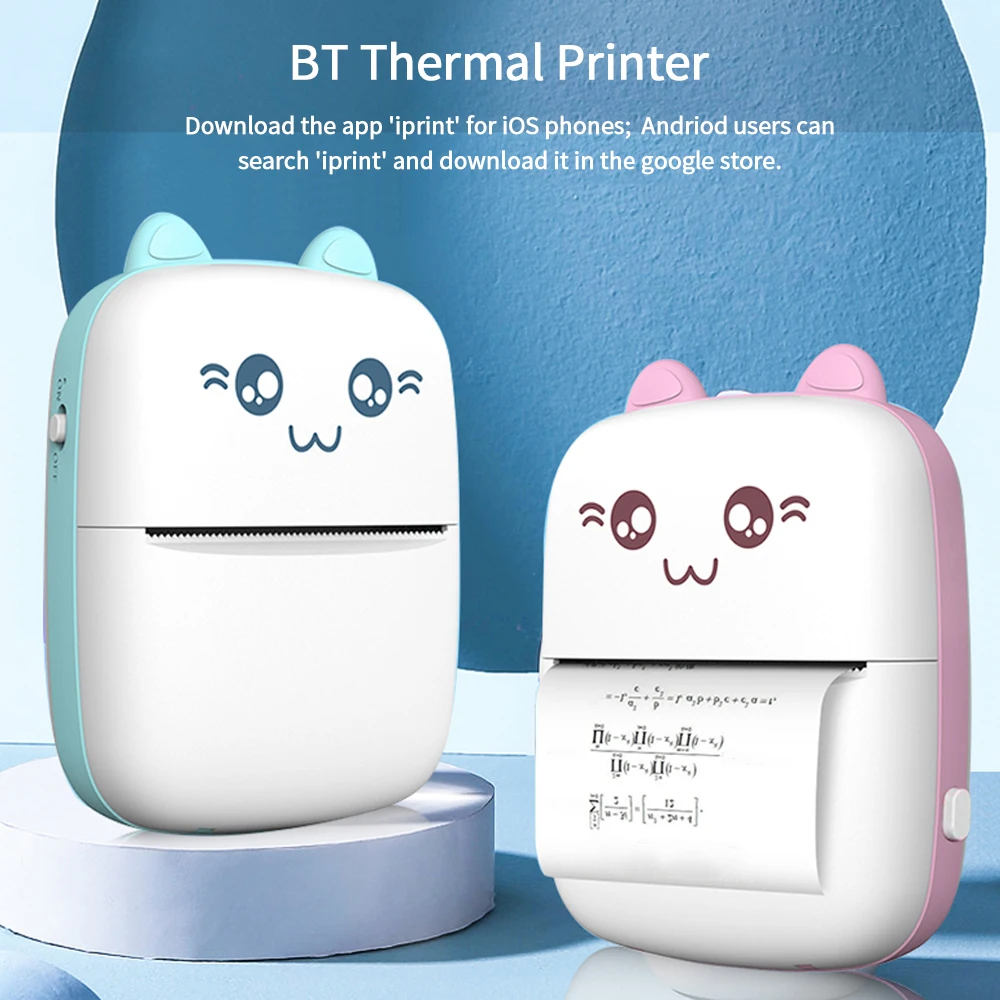 

Portable Mini Thermal Printer Wirelessly BT 200dpi Photo Label Memo Wrong Question Printing with USB Cable Imprimante Portable