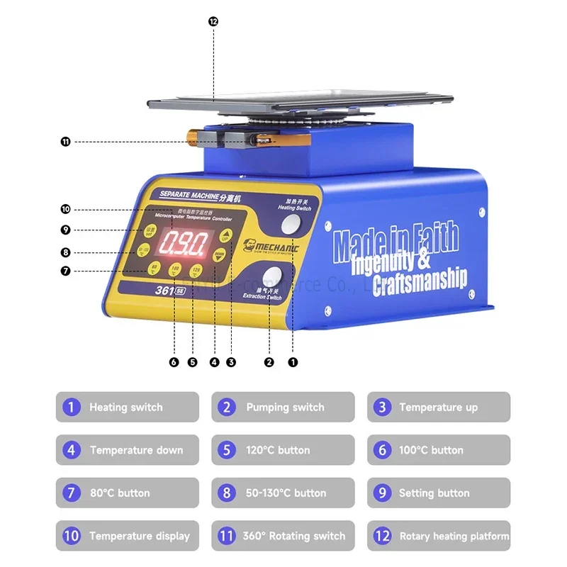 Многофункциональный вращающийся сепаратор MECHANIC 361SE вращение на 360 ° 400 Вт для