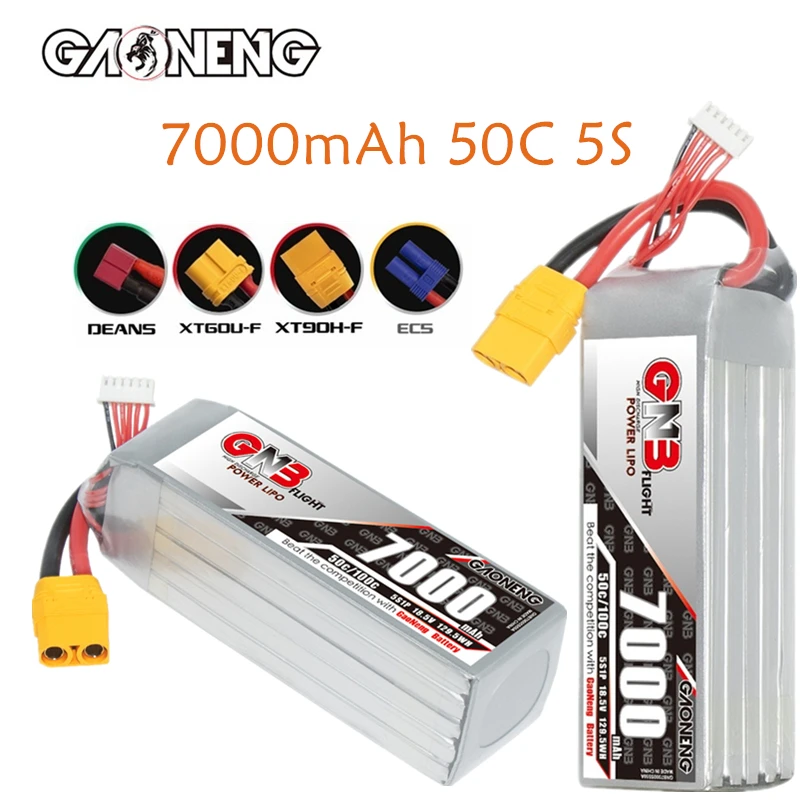 

Литий-полимерный аккумулятор MAX 100C GNB 5S 18,5 в 7000 мАч для радиоуправляемых автомобилей, лодок, танков, вертолетов, самолетов, БПЛА, запчасти с ак...