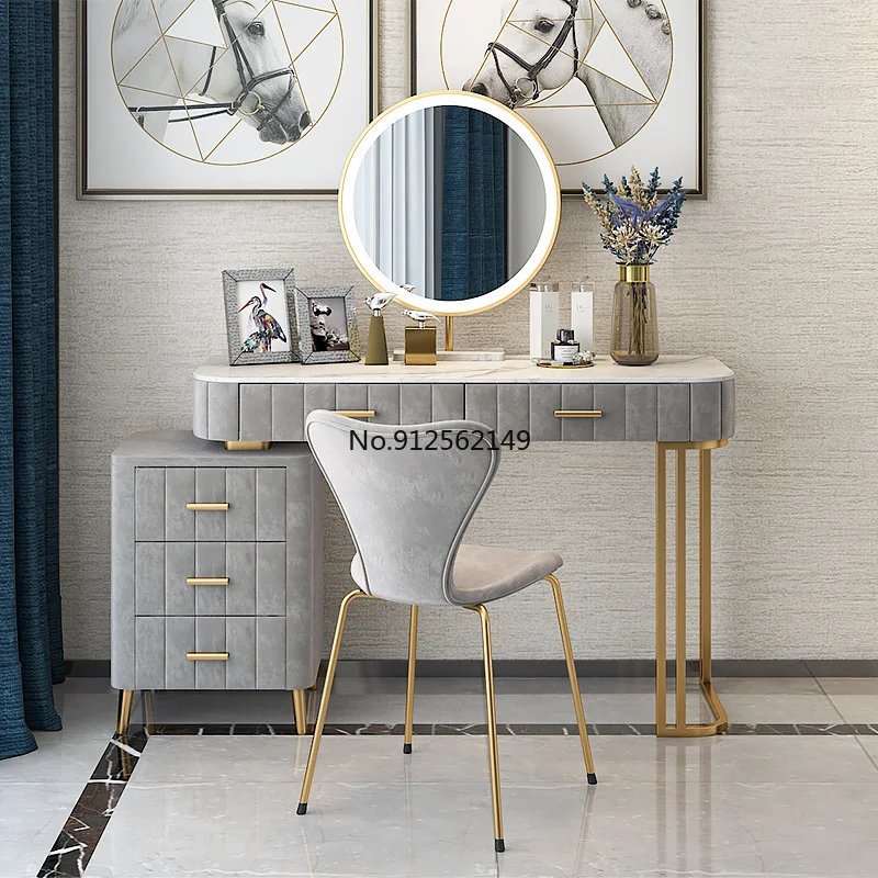 

Fashion Bedroom Dresser Set Dressing Table with Mirror and Stool Chair Vanity Table with Drawers Bedroom Furniture coiffeuse