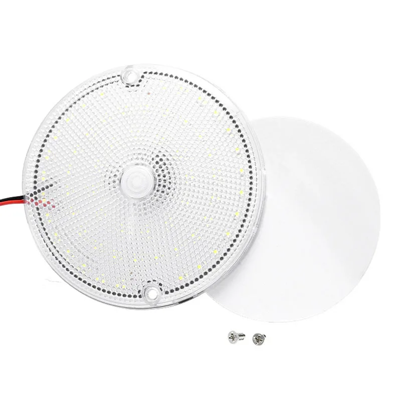 

60-диодный Круглый Светильник Для Чтения В Кабине Грузовика 12В/24В, Потолочный Светильник Для Грузовиков С Большим Выключателем