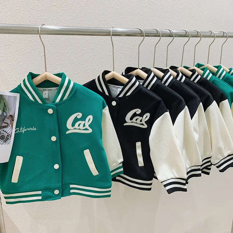 

Детское пальто, Весенняя детская новая Корейская бейсбольная куртка с вышивкой, Повседневная Свободная куртка для мальчиков