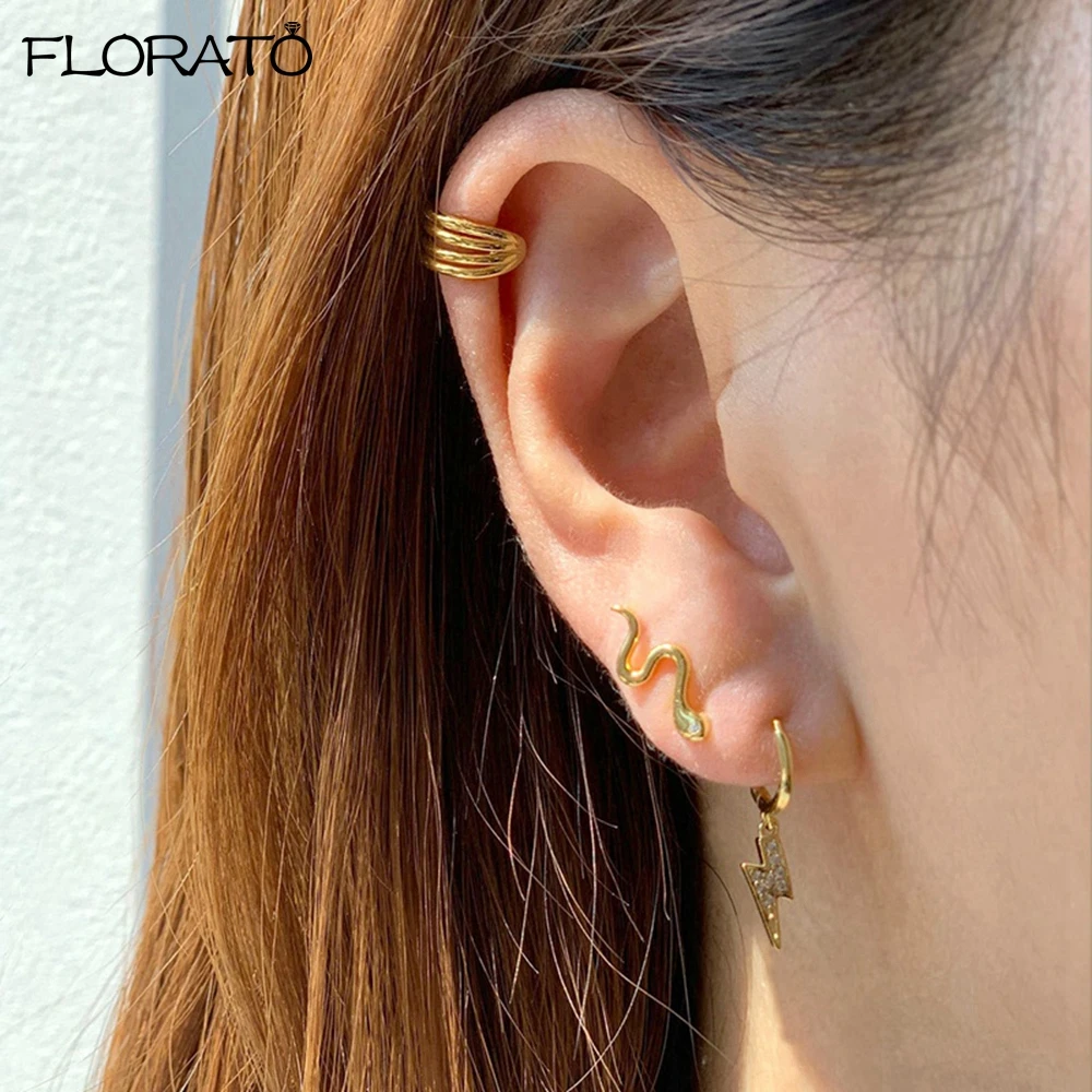 Минималистичные серьги в виде змеи/бабочки из стерлингового серебра 925 пробы