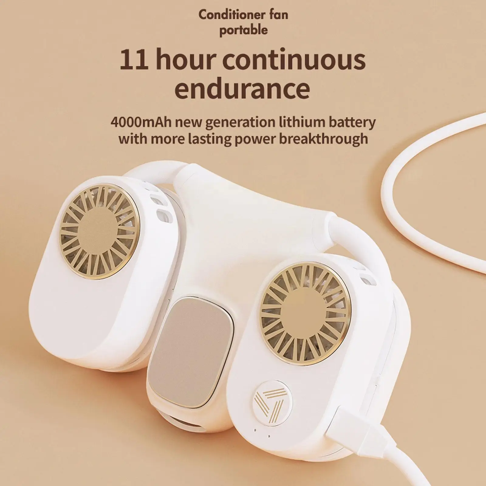 

Подвесной вентилятор на шею, портативный USB-вентилятор с функцией Hands Free, миниатюрный регулируемый, с двойным подвесным вентилятором, для сп...