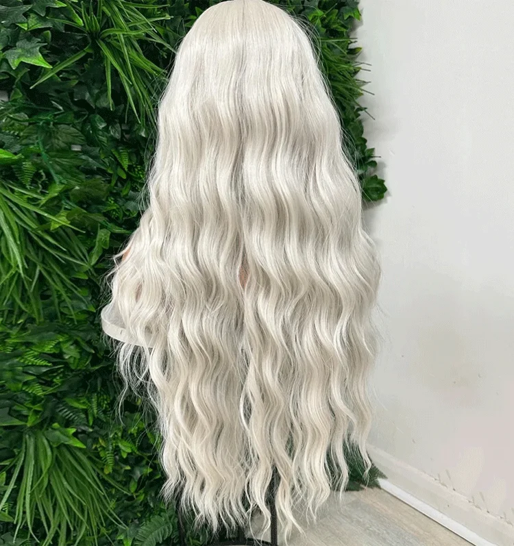 30-дюймовые длинные вьющиеся парики Белые волнистые Белый длинный парик Женские