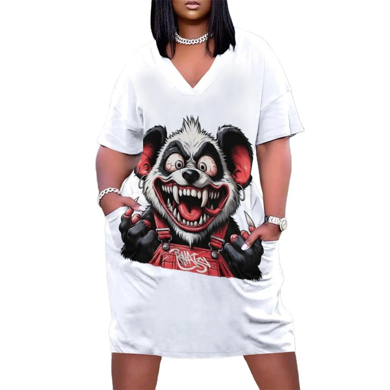 Panda Rat Fink Свободное платье с карманами церемониальные платья вечернее женское