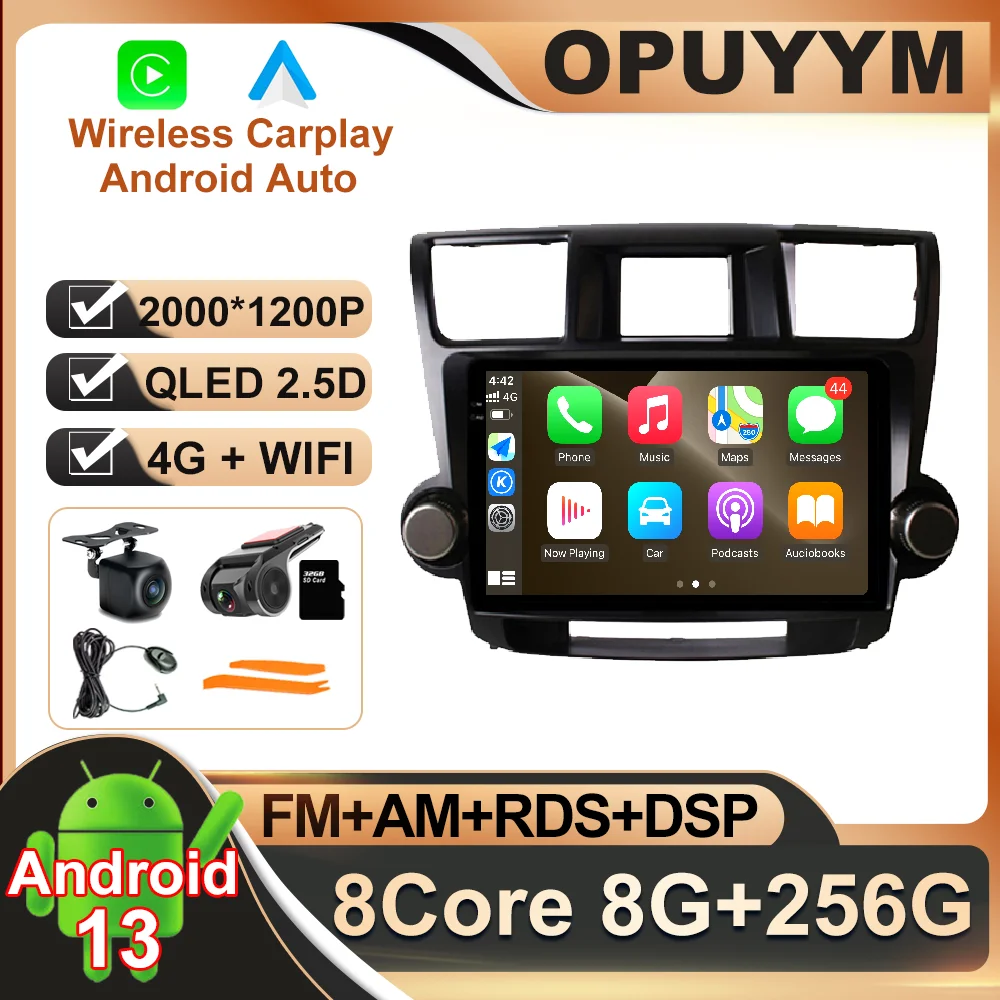 

10.1 Inch Android 13 For Toyota Highlander 2 XU40 2007 - 2013 Car Radio Video AHD Multimedia Navigation GPS DSP 4G LTE WIFI QLED