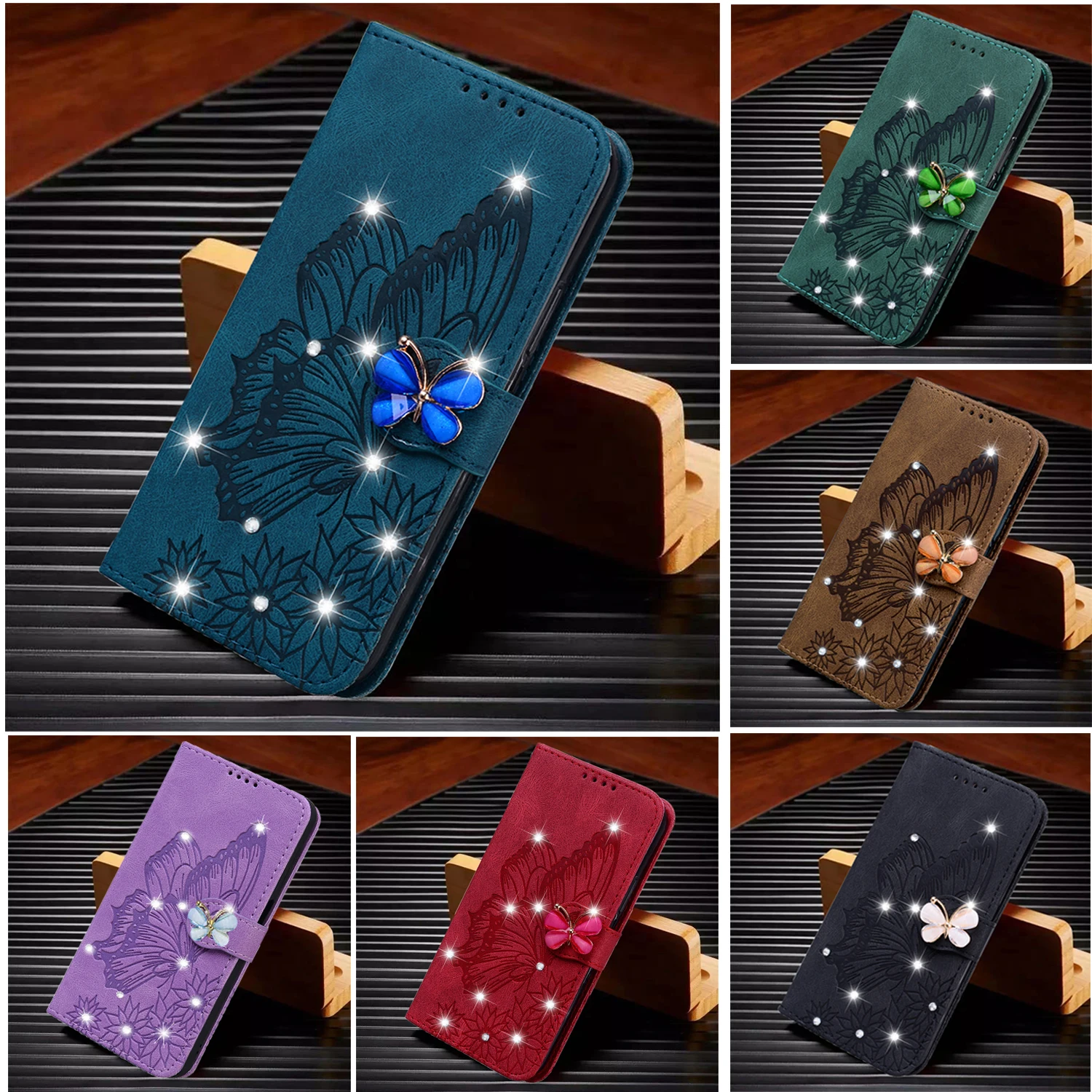 Фото Блестящий кожаный чехол-бумажник для телефона Xiaomi 13T 12T 11T 10T Lite,Redmi Note 13 12 11 10 9 Pro 13C 12S 10C 9A, чехол №1