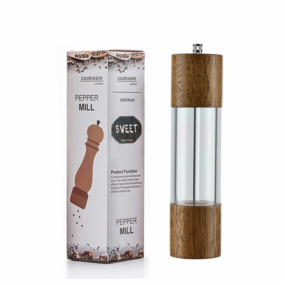 manual salt pepper mill grinder wood seasoning cooking tools cookware spice milling gadget kitchen accessories free global shipping
