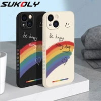 smile rainbow silicone soft case for iphone 13 12 11 pro max case iphone xr xs 8 7 plus shockproof lens protection back cover