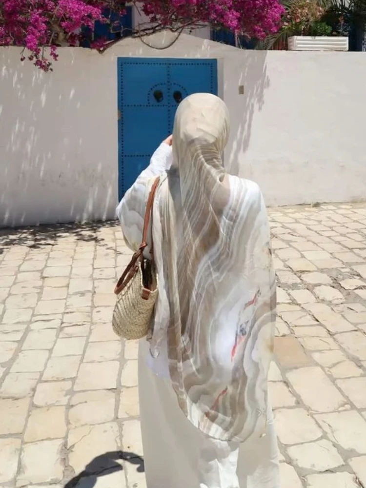 Новые хиджабы из модала с агатовым принтом и камнями для женщин шарф-тюрбан