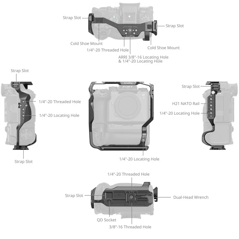Фото Клетка для камеры SmallRig 5908 с полным покрытием для Sony Alpha 1 II и Alpha 9 III с вертикальной рукояткой VG-C5 и встроенной пластиной Arca-Swiss №3