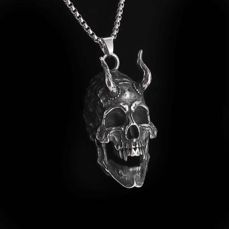 Классическая Готическая подвеска в виде рога, черепа, демона, сатаны, овцы, головы, Мужская Байкерская подвеска в стиле панк-рок, ожерелье Люцифера ювелирные изделия