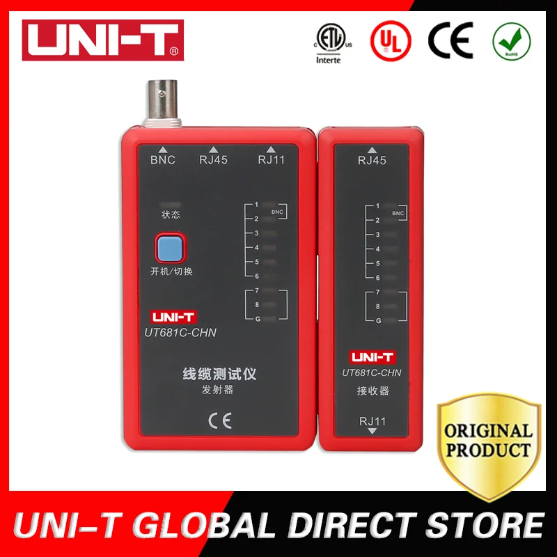 

UNI-T HDMI Cable Tester Tracker LAN Auto Network LED Tester Ethernet Telephone BNC HDMI Repair Tool UT681C/UT681L