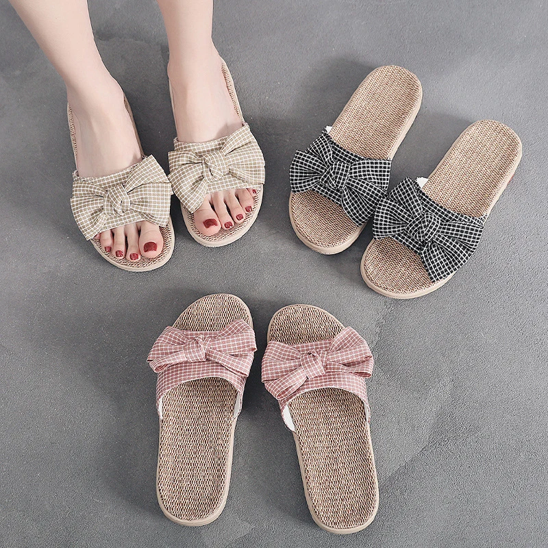Летние льняные домашние тапочки для женщин женские сандалии и YAOGUANG бесшумные