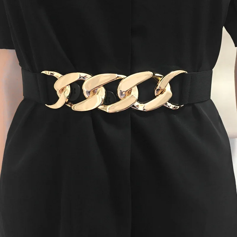 

Fashion Elegant Elastic PU Leather Ladies Dress Belts Skinny Thin Women Waist Belts Gold Ring Buckle Female Belts High Quality